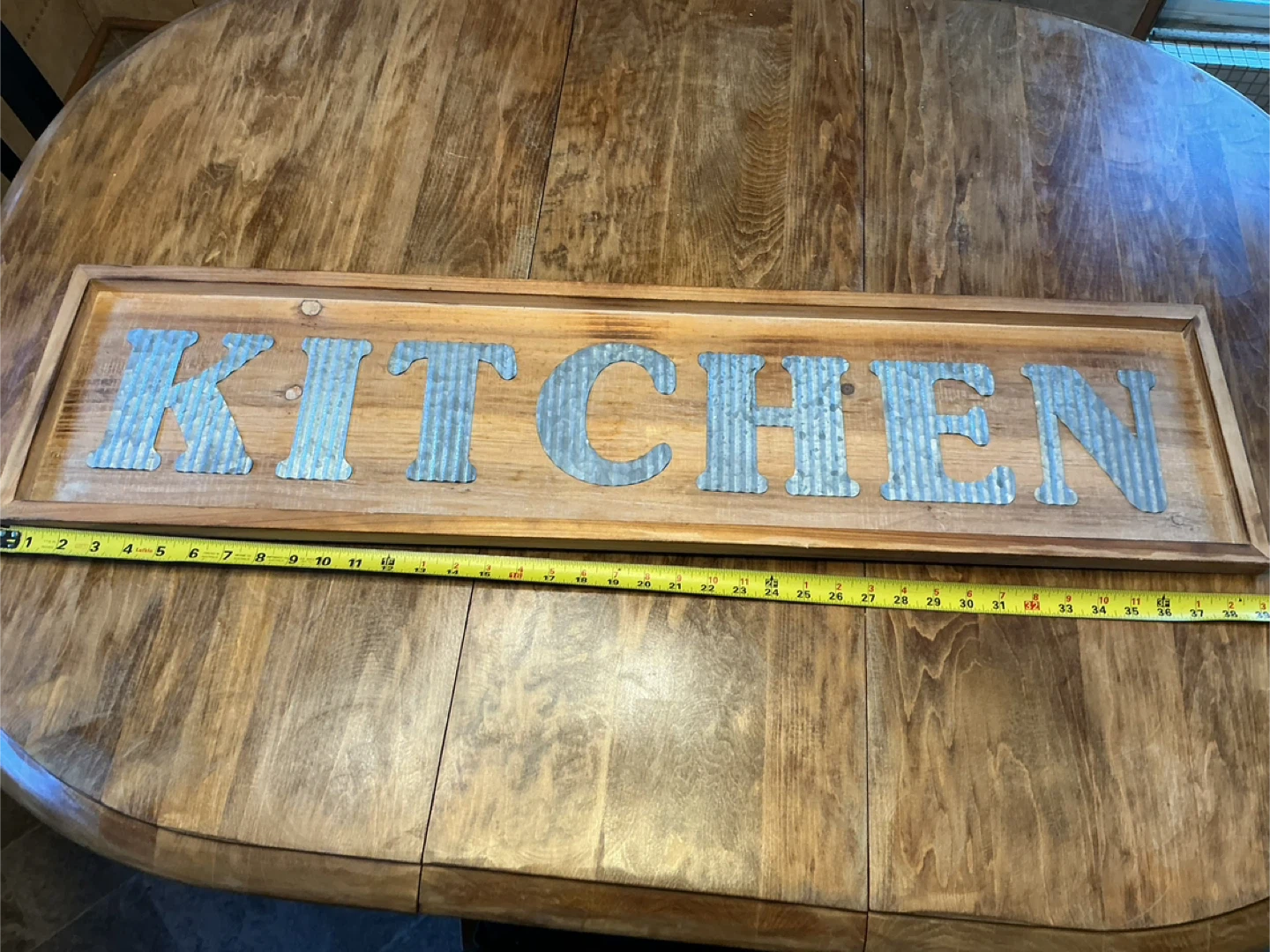 Vintage Wood Tin KITCHEN Wall Hanging Sign !