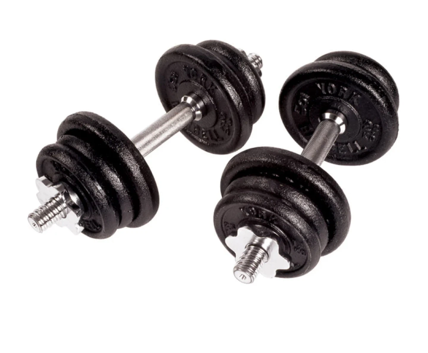70LB York Barbell Cast Iron Adjustable Dumbbell Set