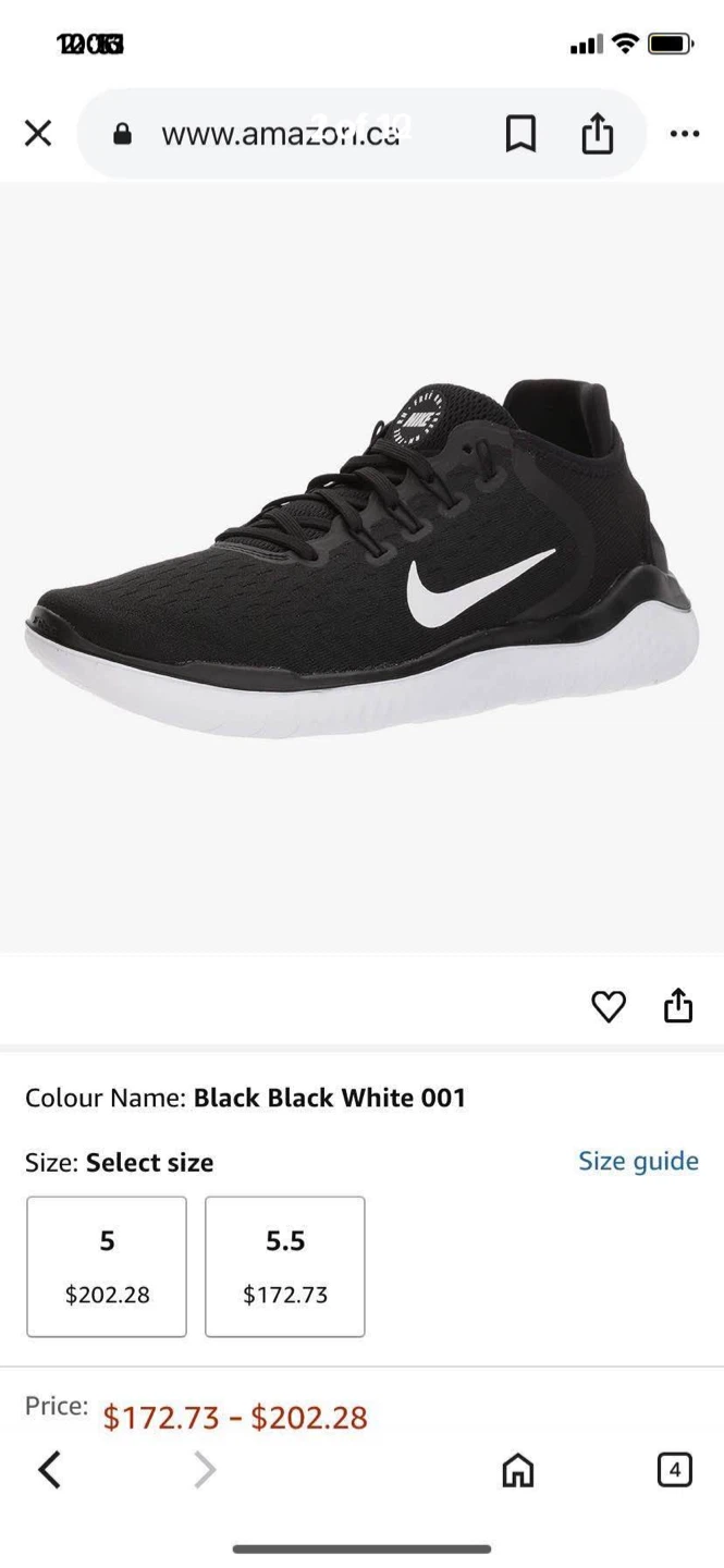 Nike Free RN 2018 Black/White Size 7 - photo 2