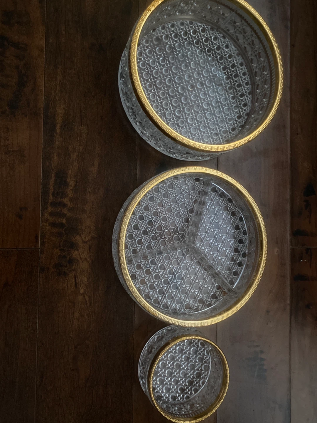 3-Tiered Glass & Gold Serving Trays