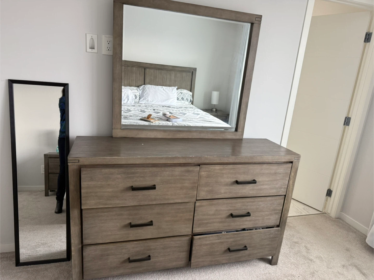 Bedroom Set - Bed Frame, Dresser, Mirror, Nightstands