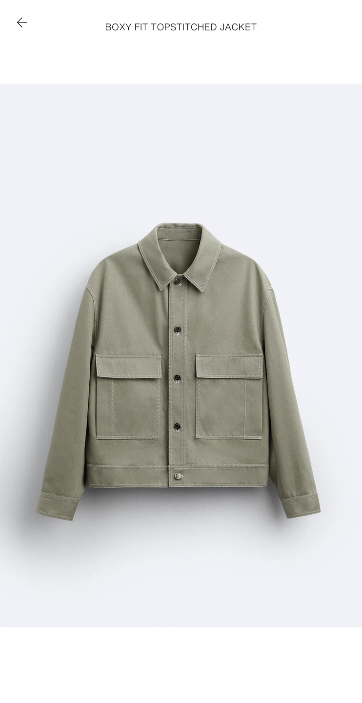 ZARA Boxy Fit Topstitched Jacket