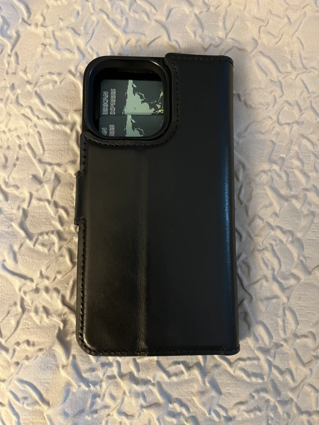Black leather iPhone Wallet Case - photo 3