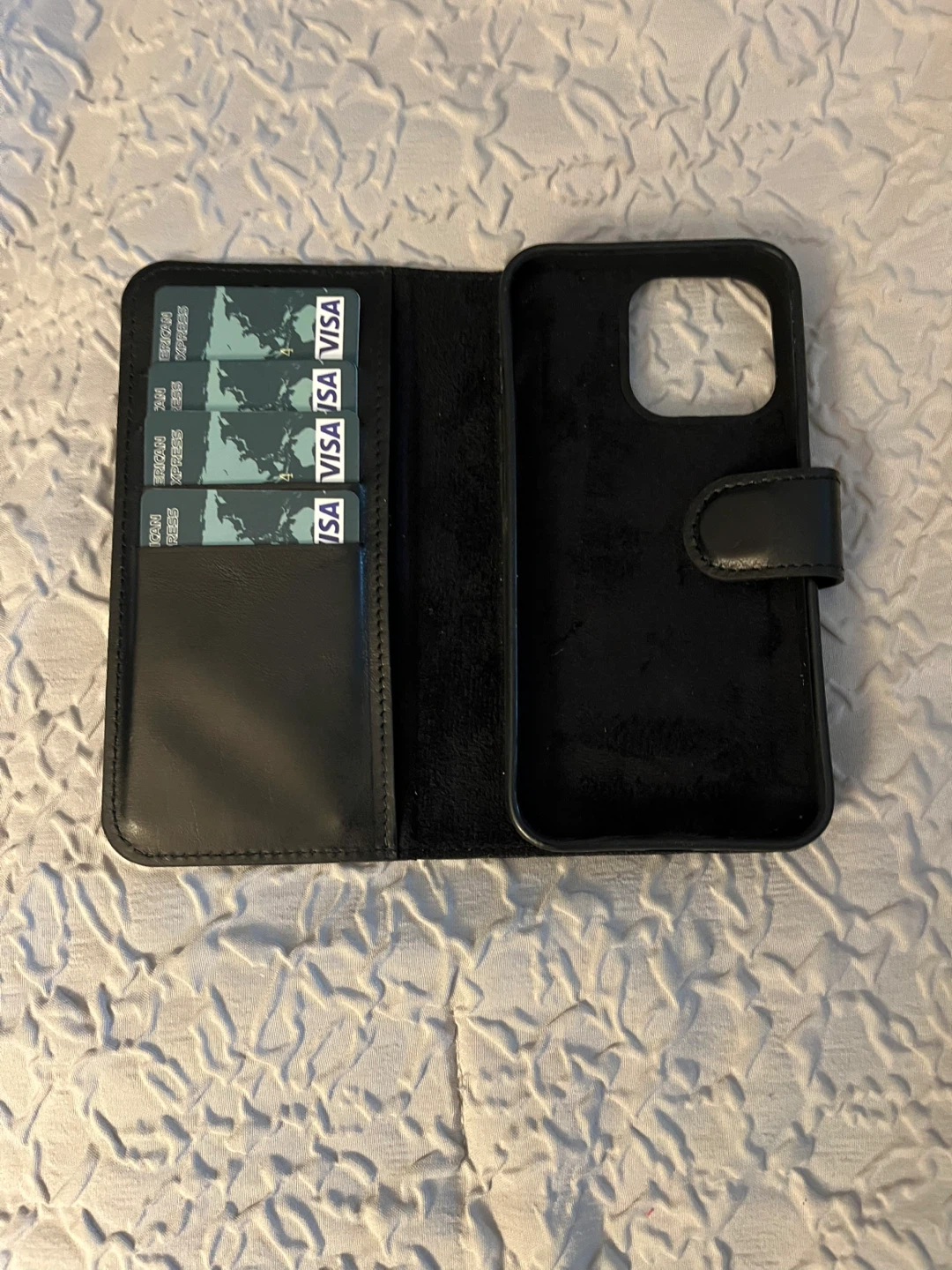 Black leather iPhone Wallet Case - photo 2