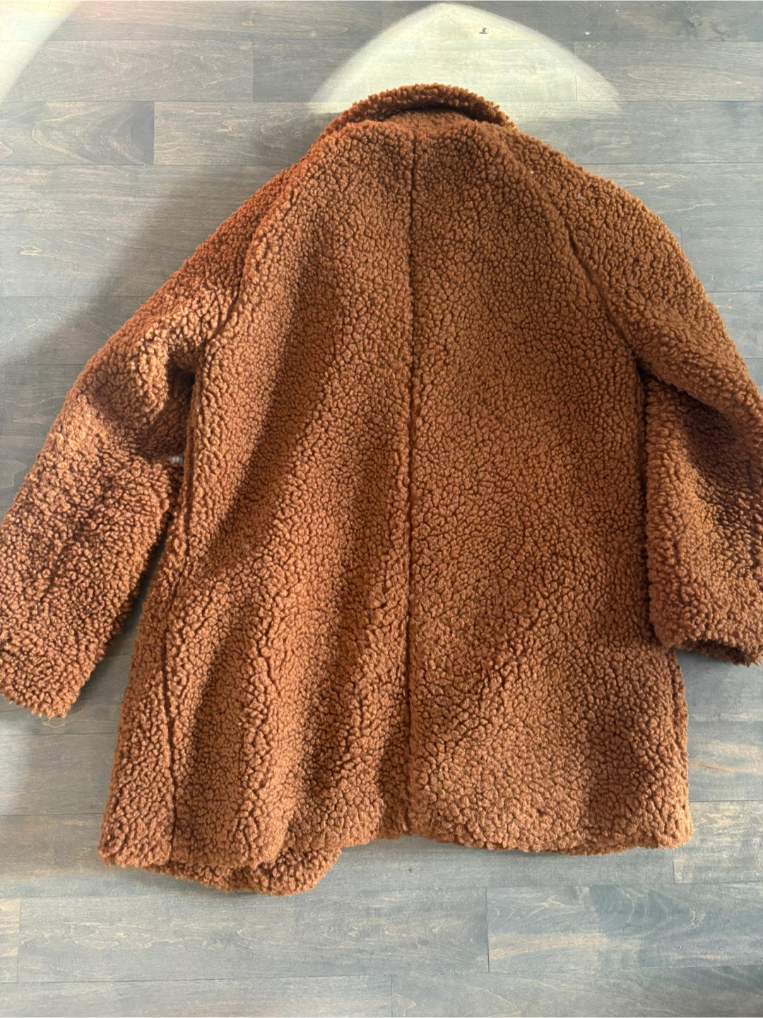 Women’s lucky brand brown Sherpa long coat -Small $55 - photo 5