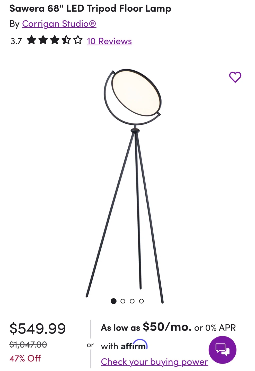 Corrigan Studio Sawera 68" LED Tripod Floor Lamp