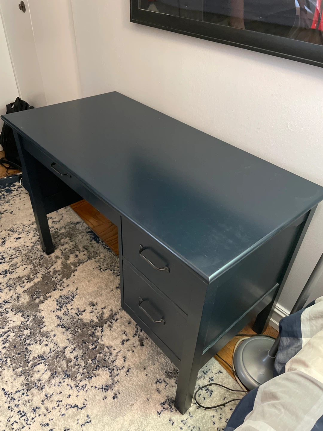 Pottery Barn Dark Blue Wooden Desk - photo 3