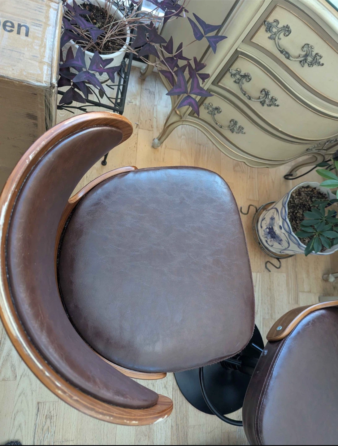 Set of 2 Brown Leather Bar Stools - photo 4