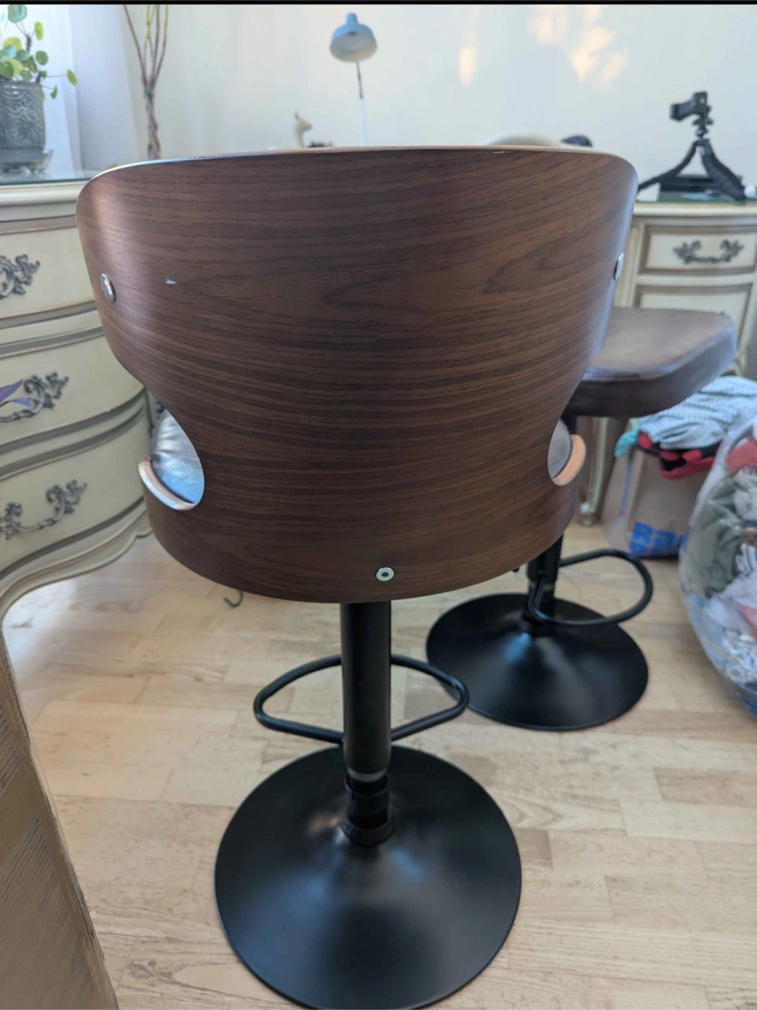 Set of 2 Brown Leather Bar Stools - photo 2