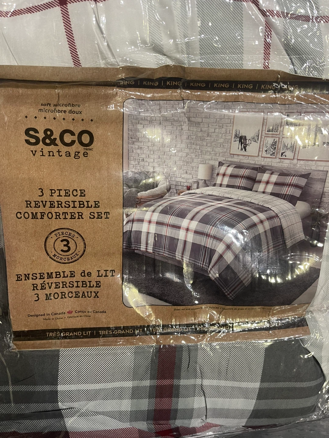 S&Co Vintage 3-Piece Reversible Comforter Set - King