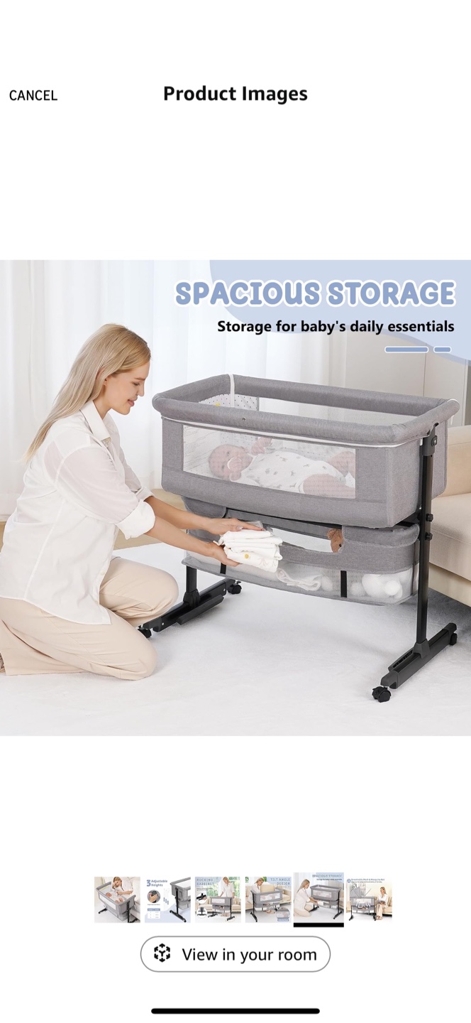 Baby Bassinet 3 in 1 Bedside Sleeper - Gray