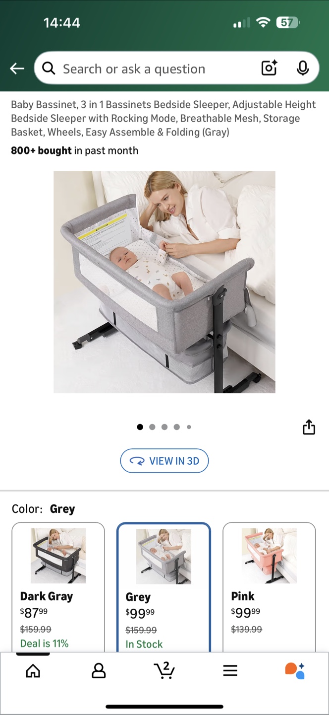Baby Bassinet 3 in 1 Bedside Sleeper - Gray - photo 5