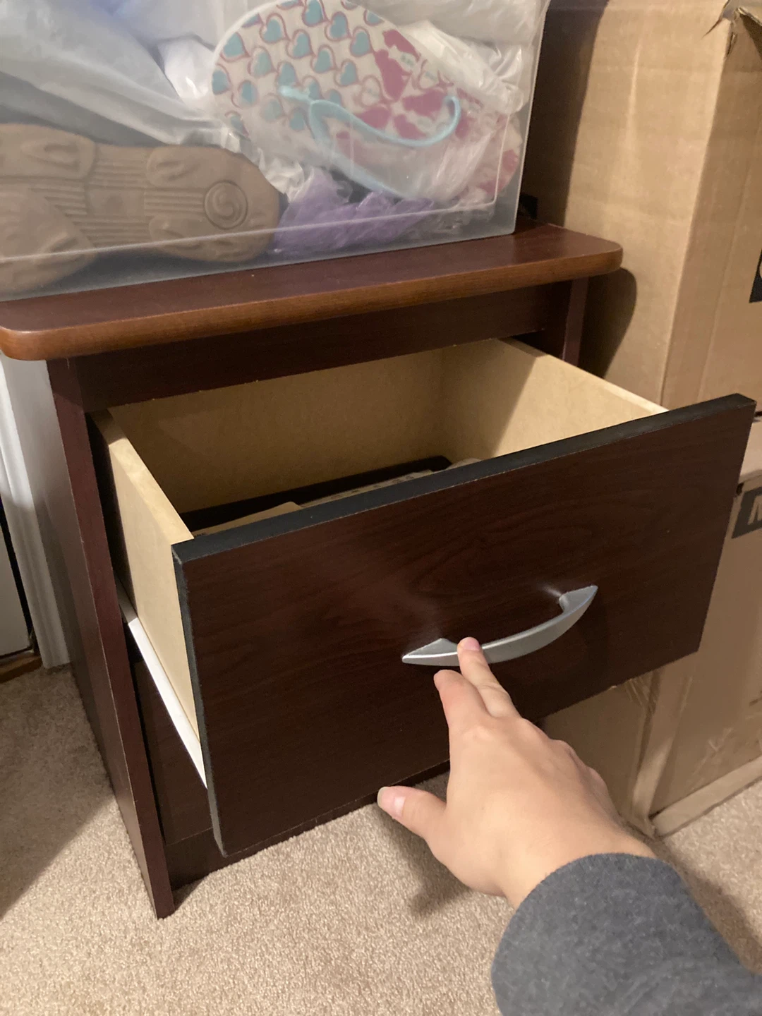 Brown Wood 2-Drawer Nightstand - photo 2