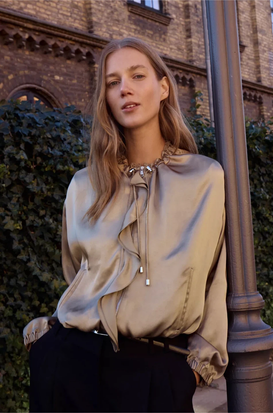 Zara Satin Effect Bomber Jacket
