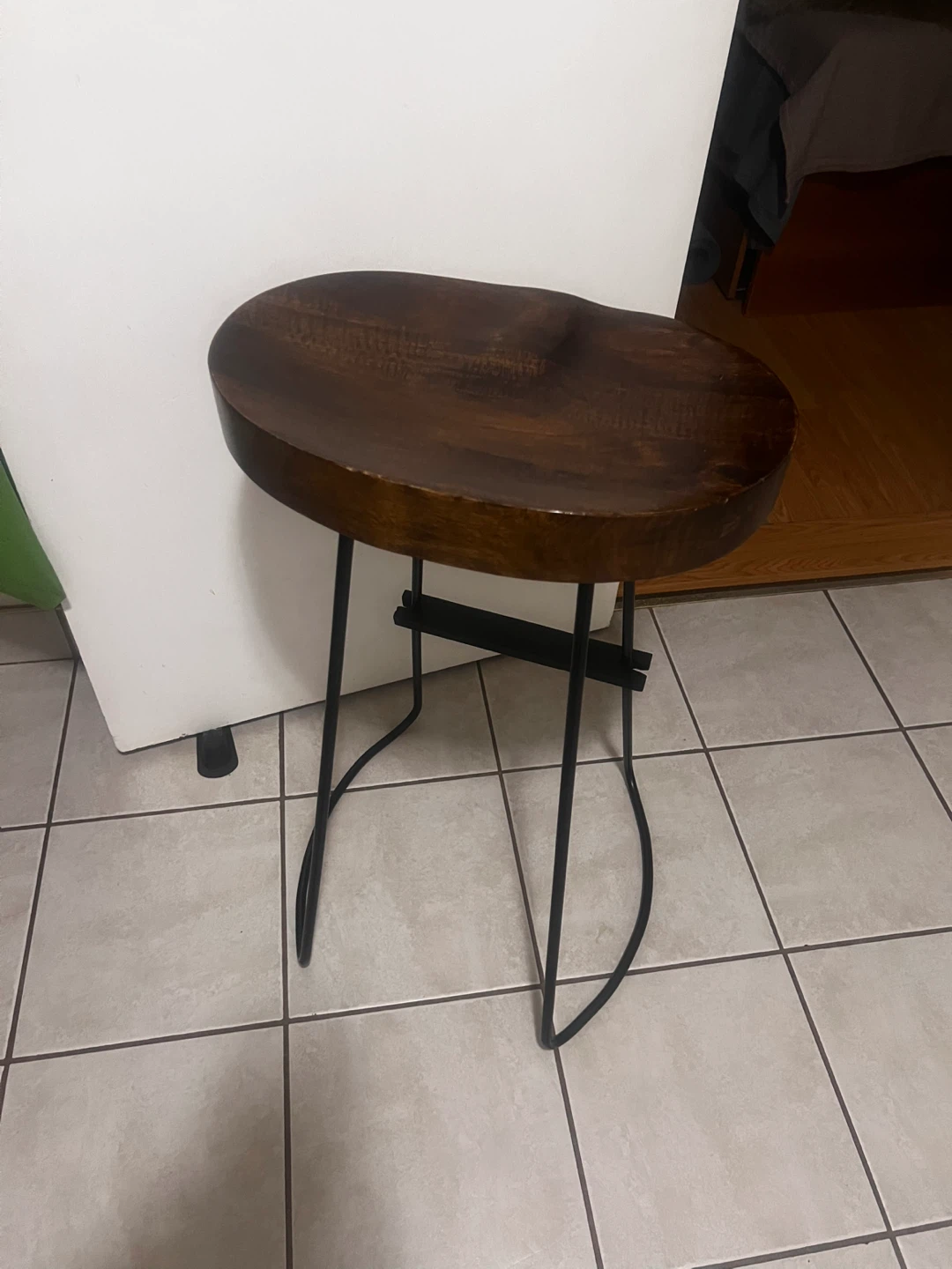 Dark Wood & Black Metal Bar Stool - photo 3