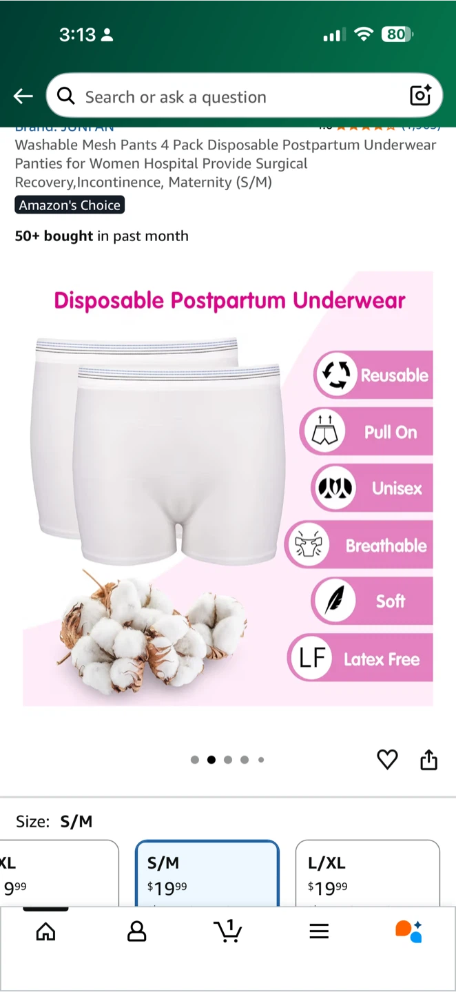 30 Washable Mesh Postpartum Underwear - Size S/M - photo 3