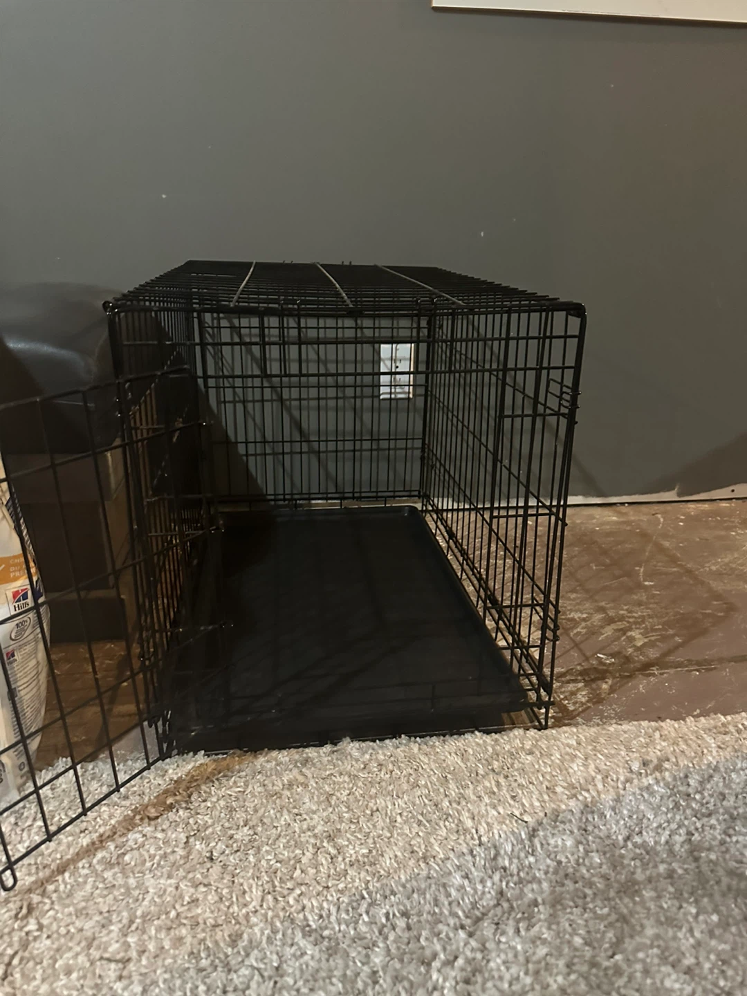 Dog Crate Medium Black Metal With Tray on Bottom - photo 4