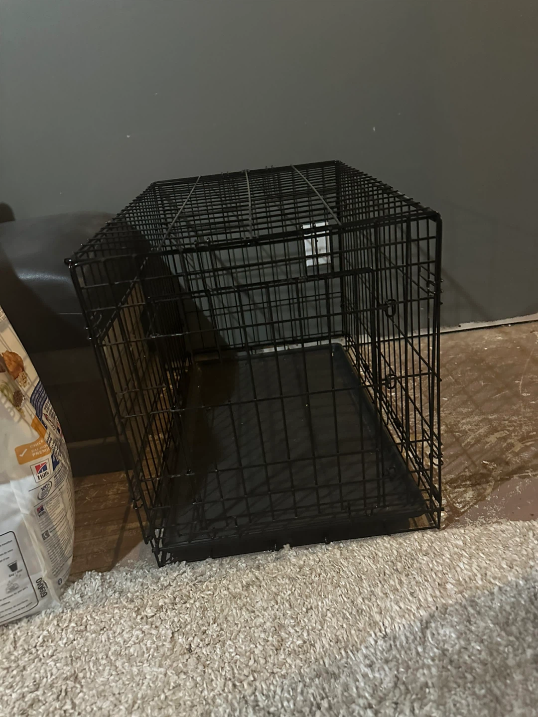 Dog Crate Medium Black Metal With Tray on Bottom - photo 2