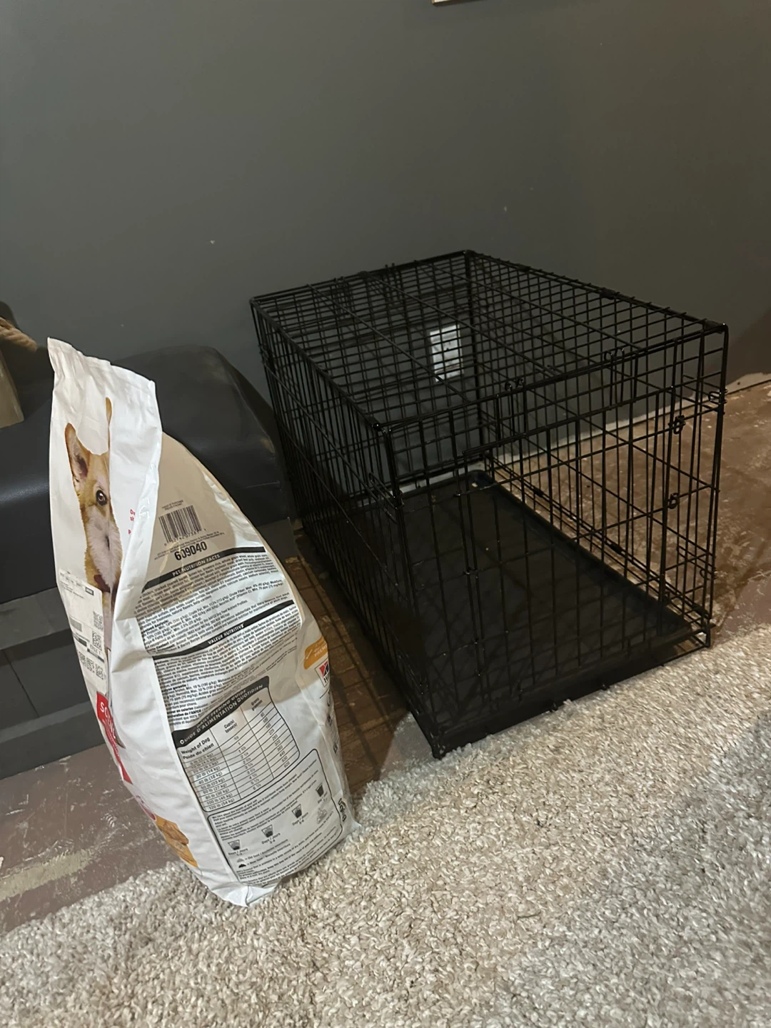 Dog Crate Medium Black Metal With Tray on Bottom