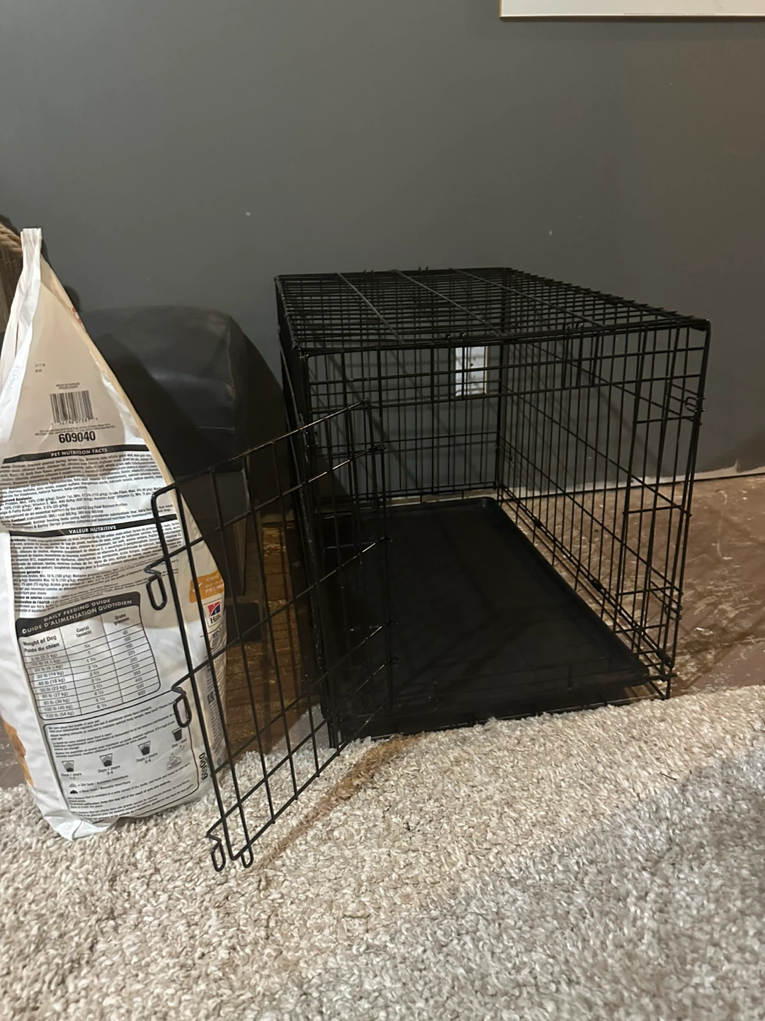 Dog Crate Medium Black Metal With Tray on Bottom - photo 3