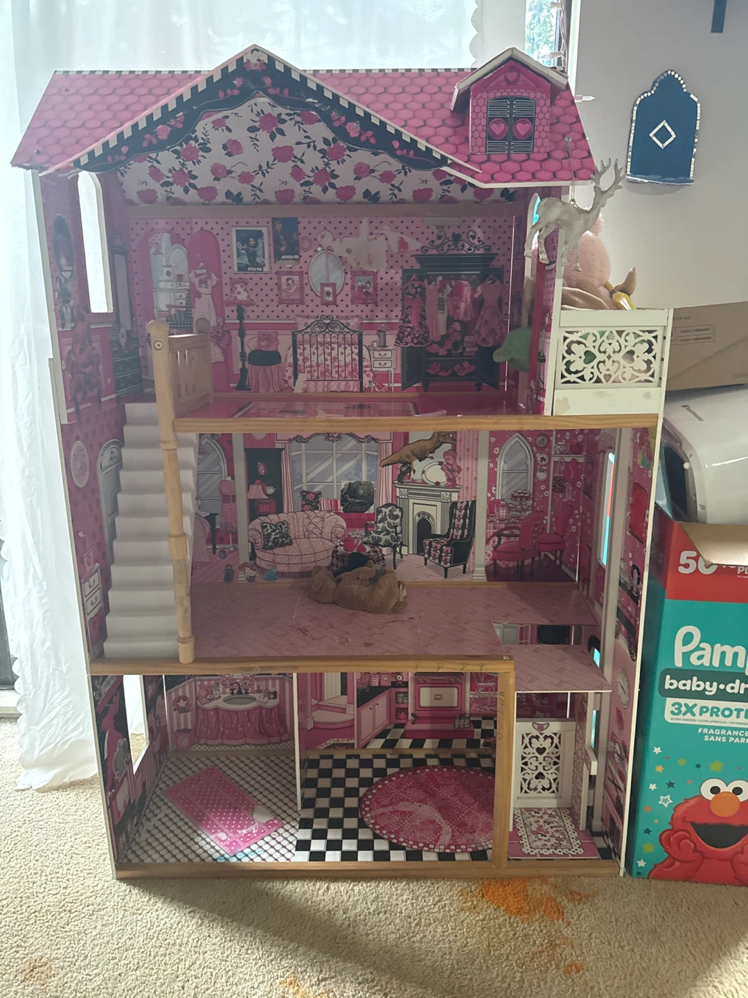 Pink Wooden Dollhouse