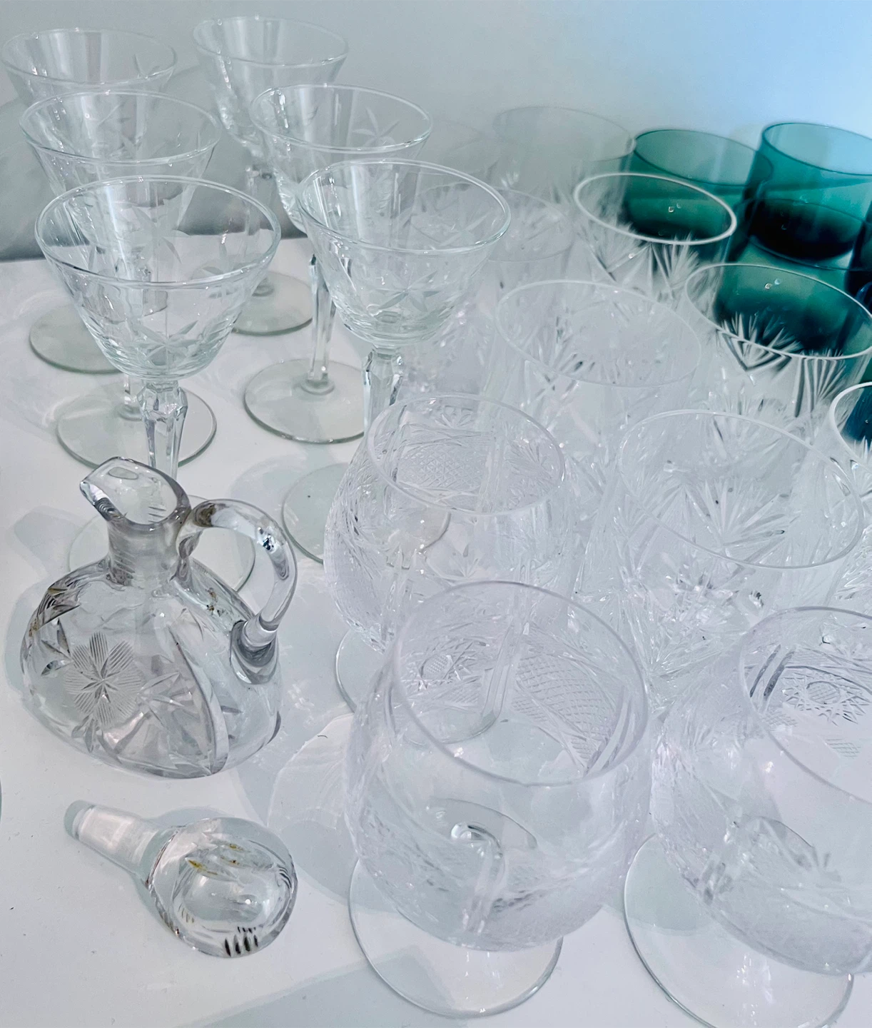 Antique Crystal Set - Glasses, Decanter, Vase, etc - photo 2