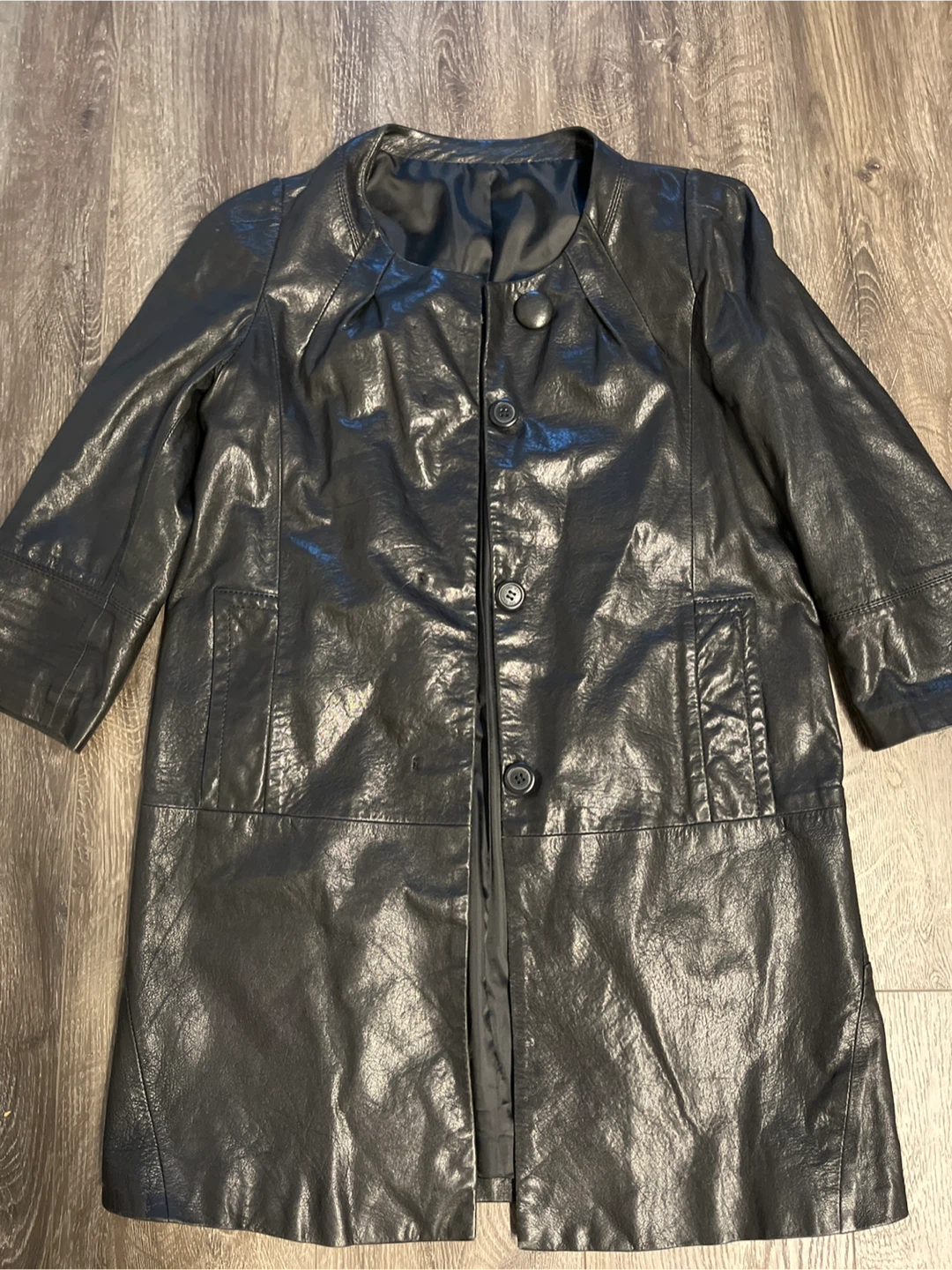 Black Genuine Lamb Leather Coat