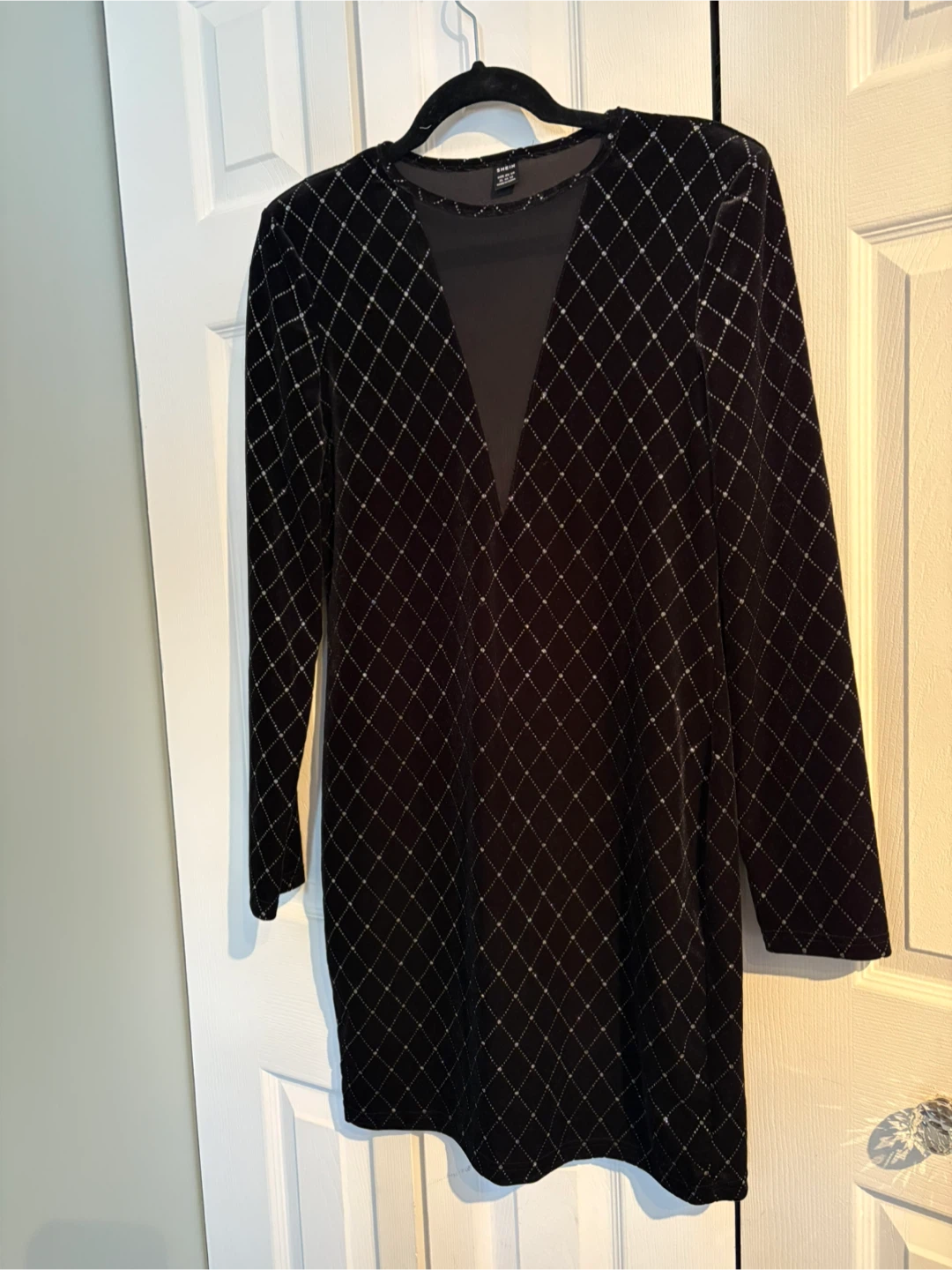 Shein Black Velvet Mini Dress