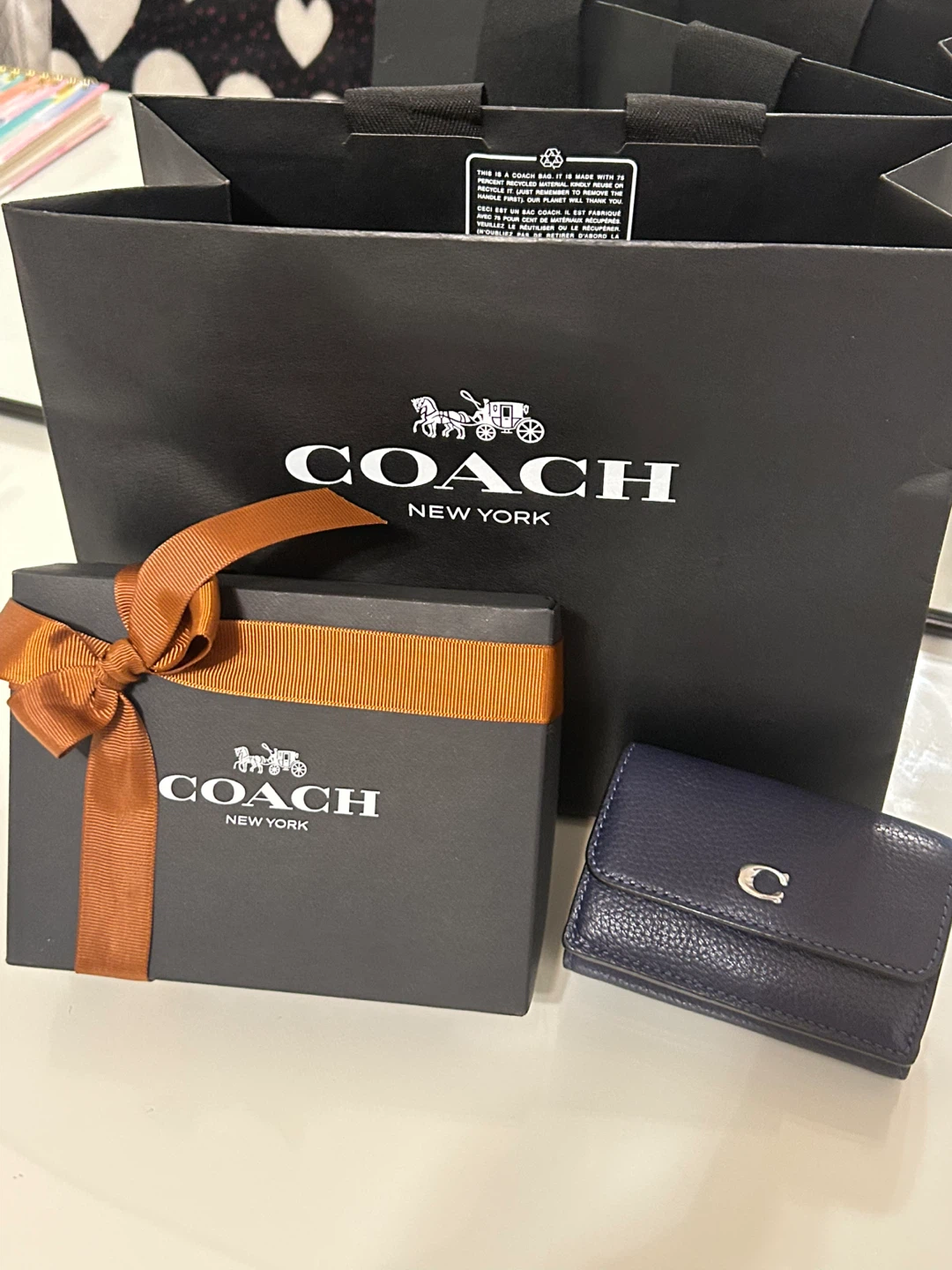 Coach Small Leather Wallet - Navy Blue - photo 2