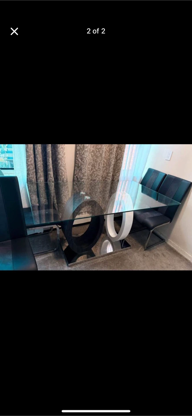 Modern Glass Top Dining Table with 4 Chairs - photo 2