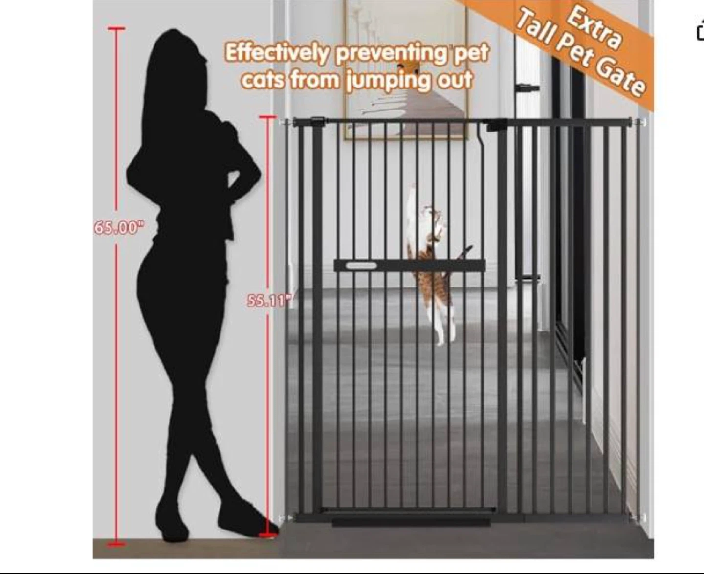 Extra Tall Pet Gate - Black