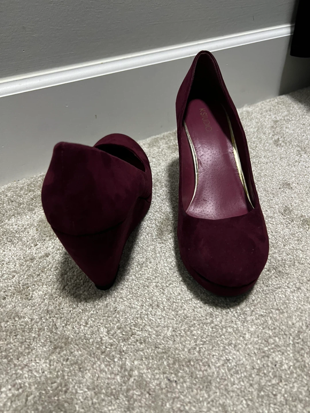 KStudio Burgundy Wedge Heels - Size 8.5 - photo 3