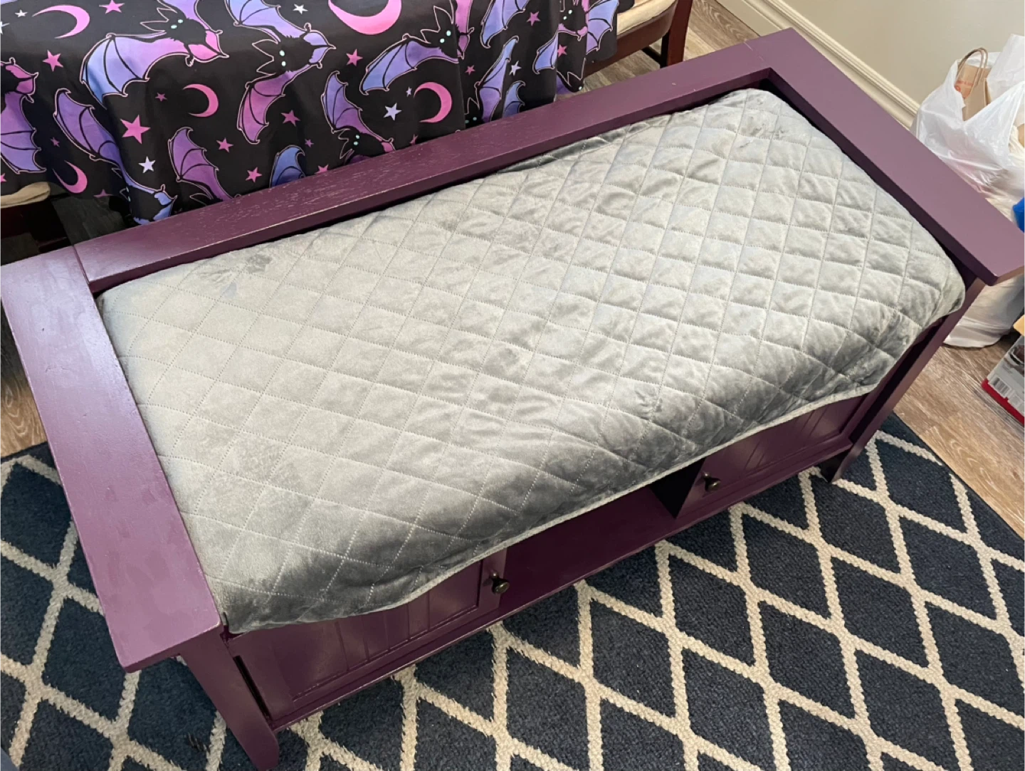 Purple Storage Bench with Cushion - photo 2