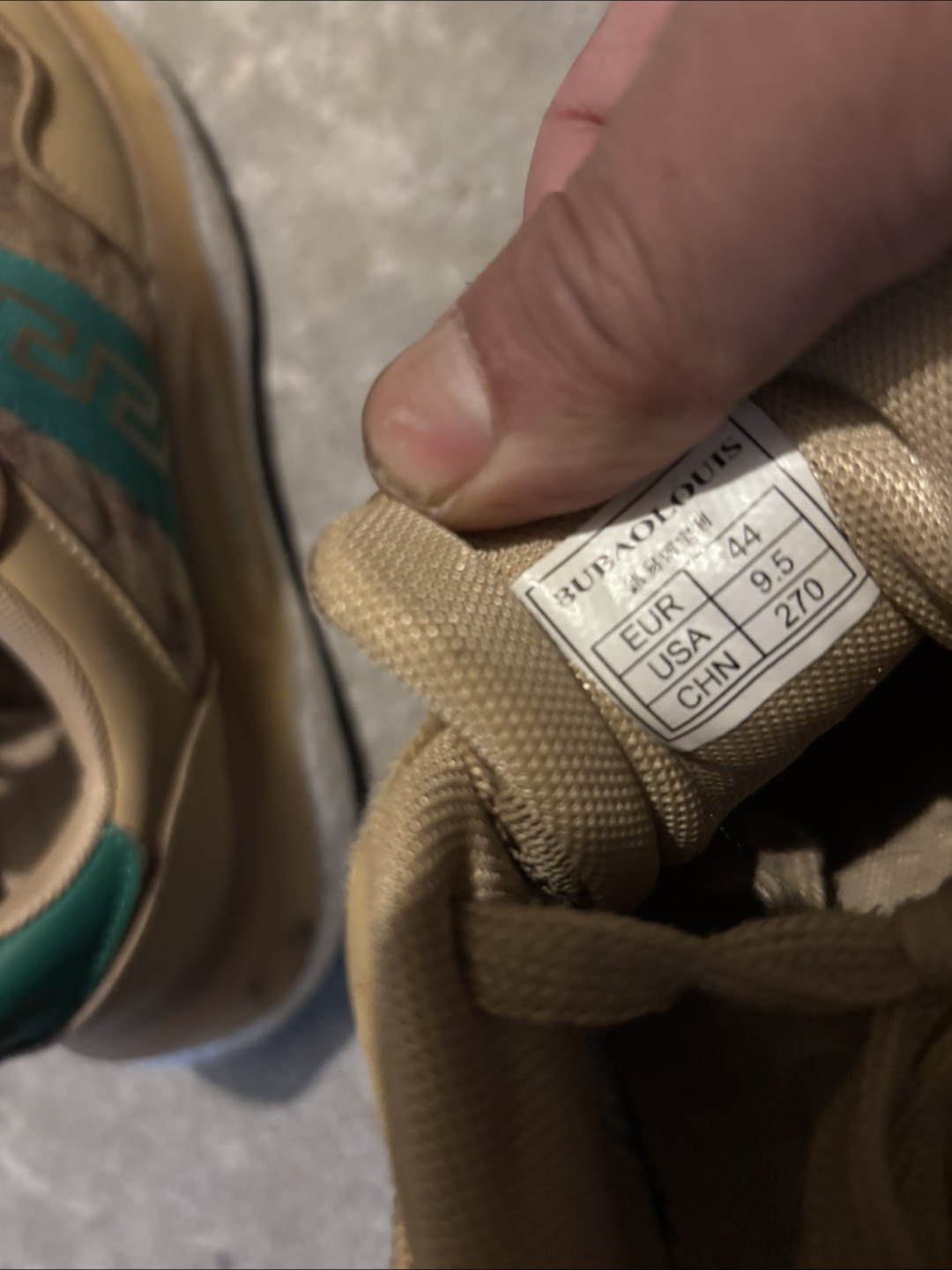 BUBAOLOUIS Beige & Green Sneakers - Size 9.5 - photo 3