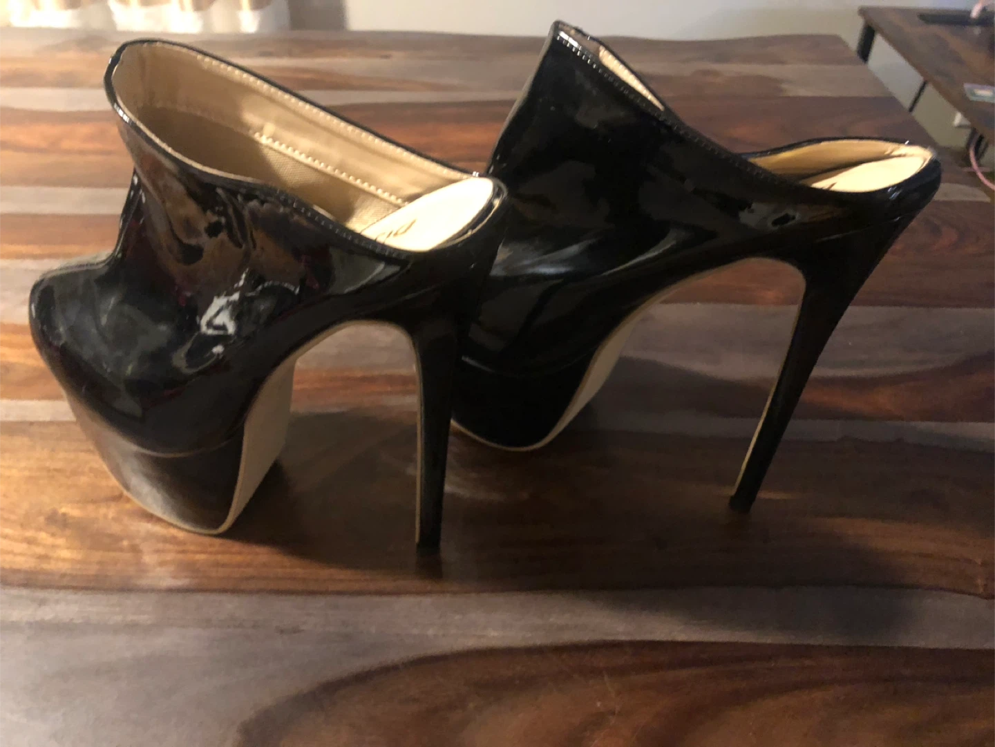 Black Patent Leather Heels - Size 42