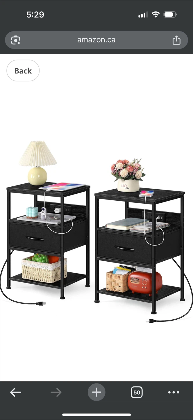 Christmas/Moving out sale - Vrisa Nightstand Set of 2 - Black - photo 2