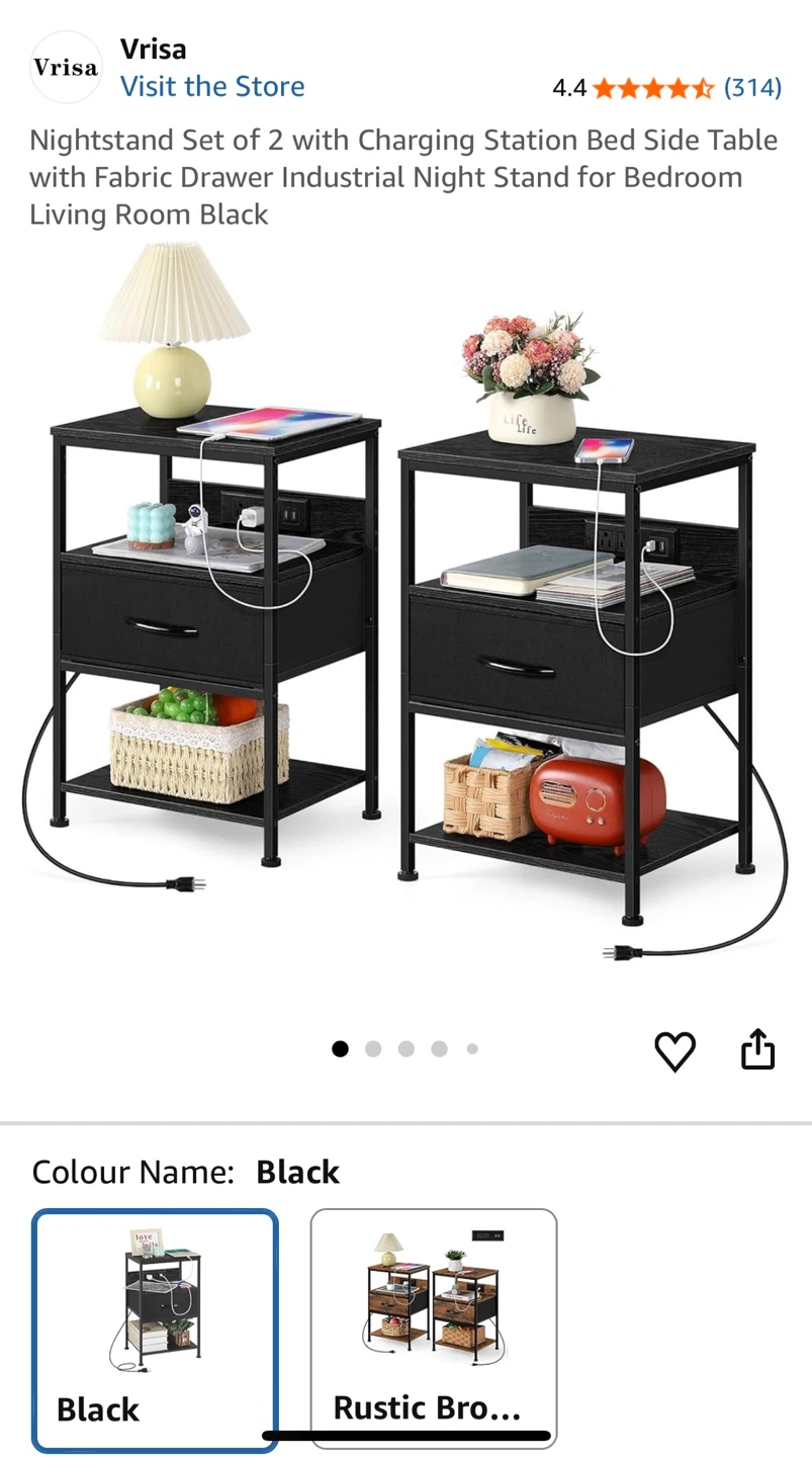 Christmas/Moving out sale - Vrisa Nightstand Set of 2 - Black