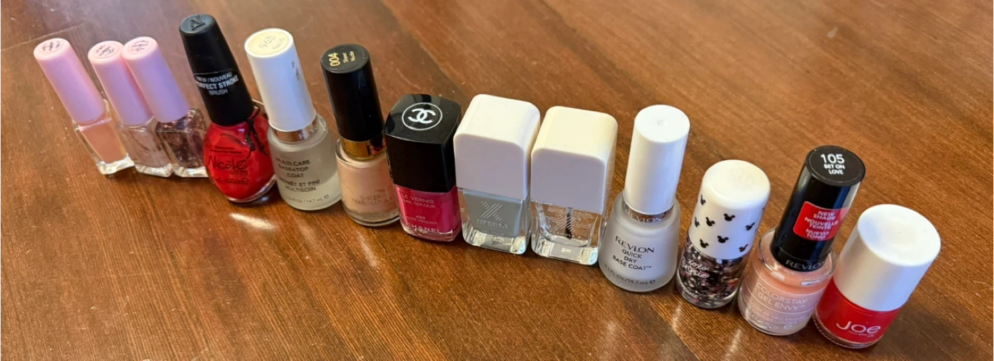Variety of Nail Polish: Chanel, Revlon, Nicole