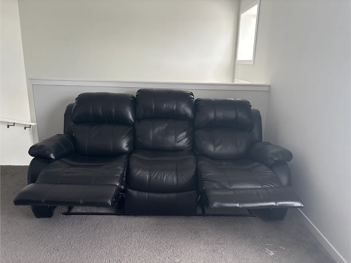 Black Leather Reclining Sofa