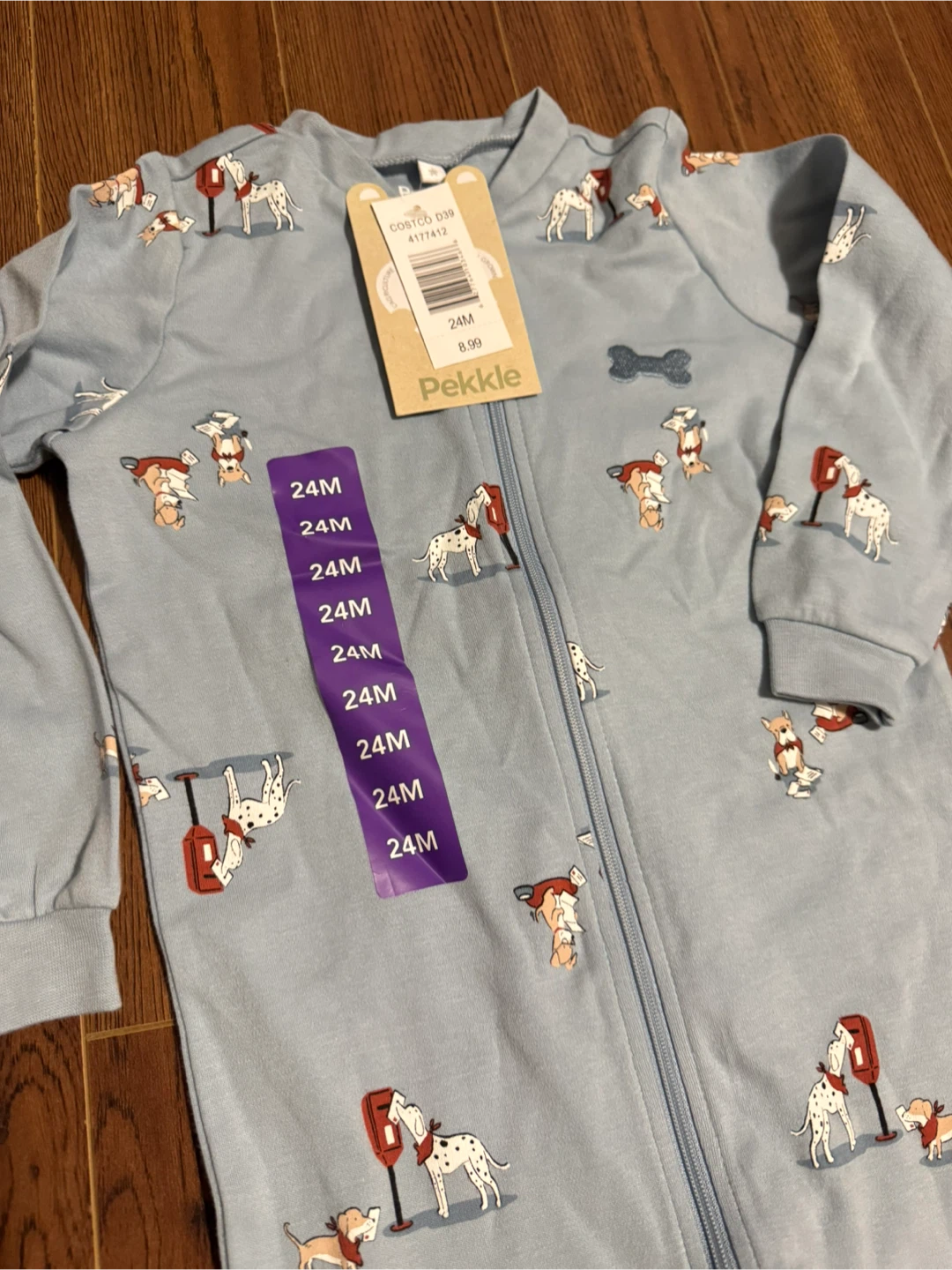 Pekkle Baby Blue Dalmatian Print Sleeper - 24M
