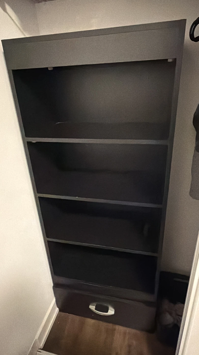 Dark Grey Bookshelf with Drawer