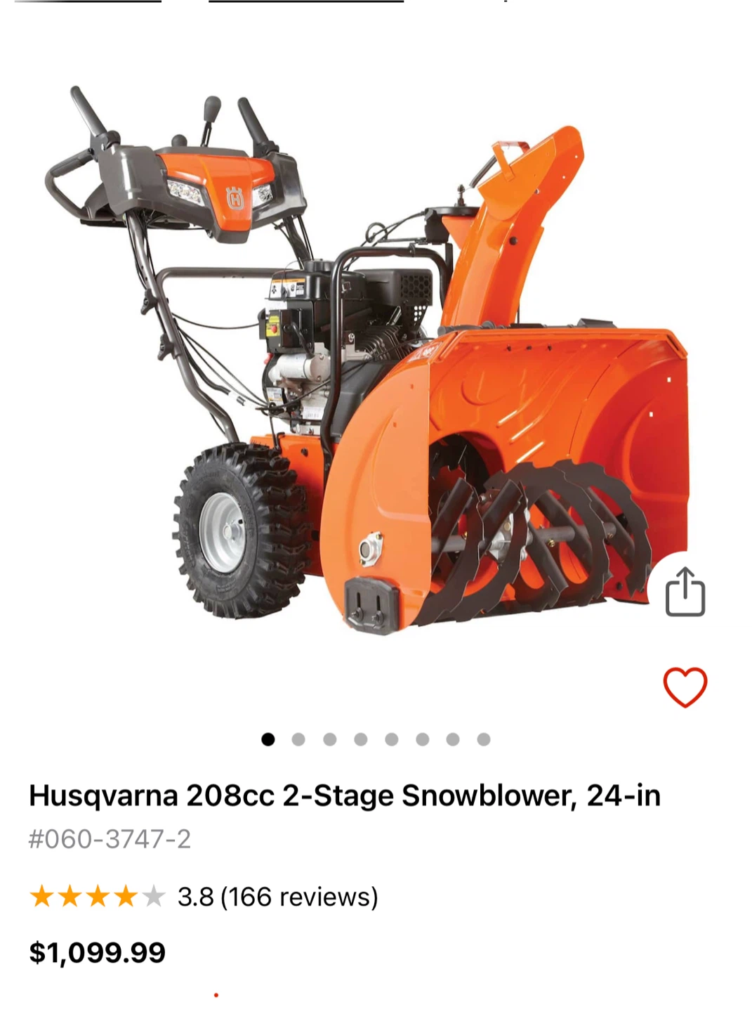 Husqvarna ST124 Gas Snowblower