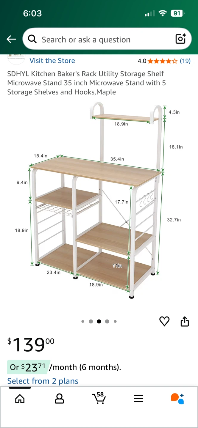 SDHYL Kitchen Baker's Rack Utility Storage Shelf - photo 4