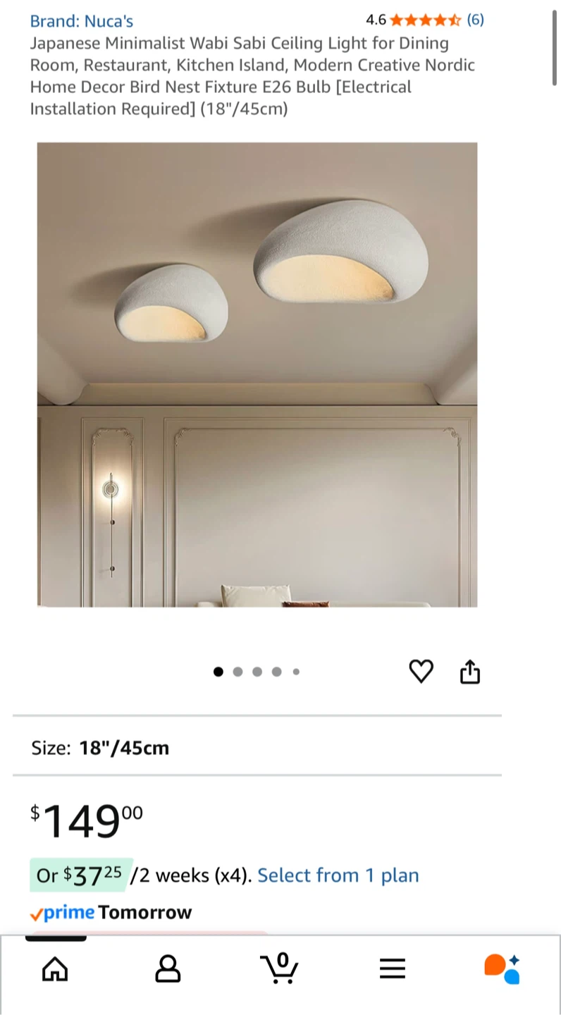 New in box! 18”Modern Wabi Sabi Japanese Ceiling Light Fixture