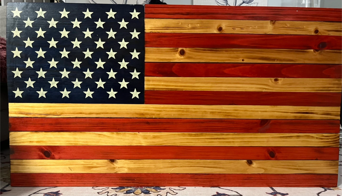 Handmade Wooden American Flag - 35.5"x19.5"