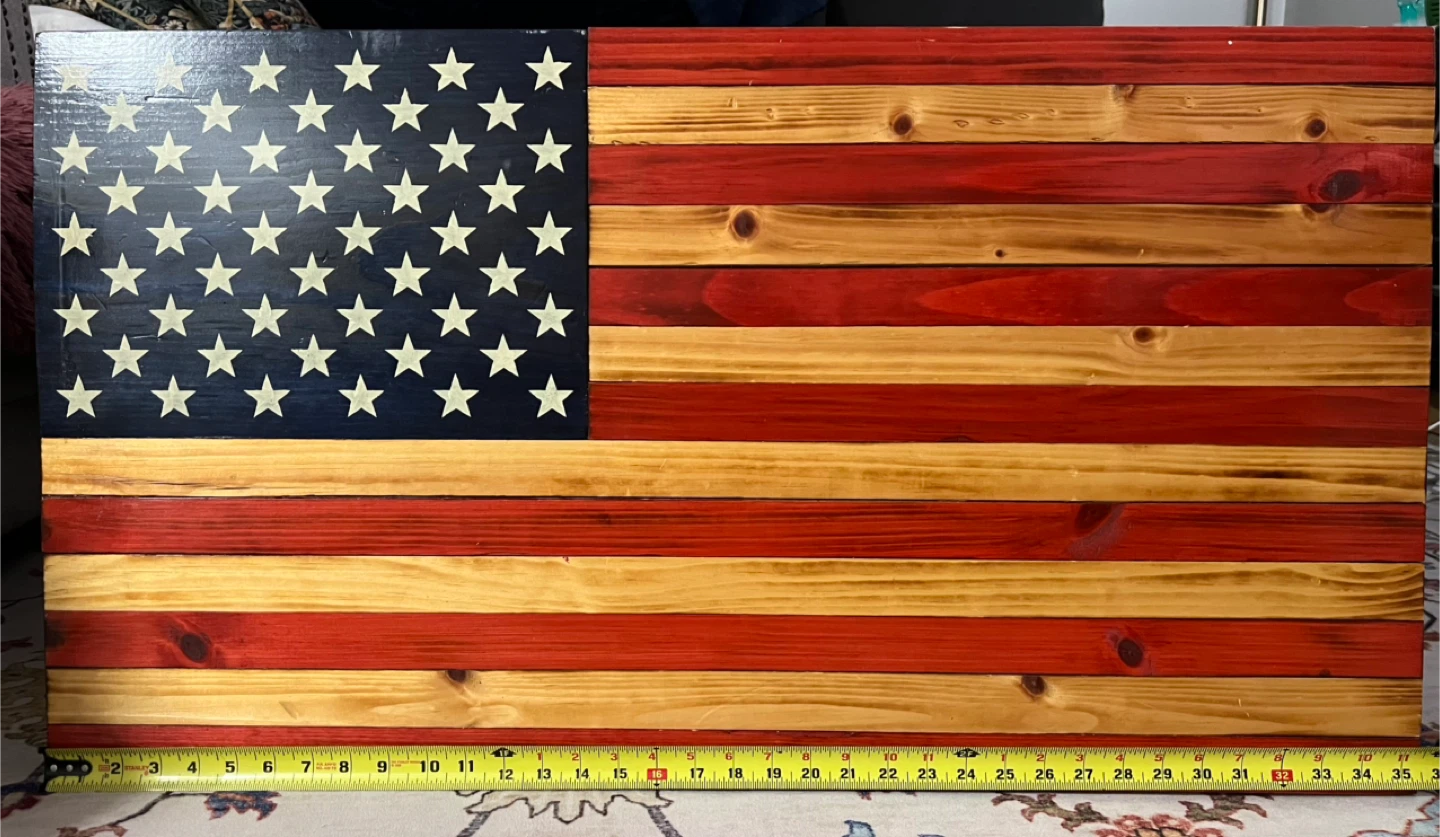 Handmade Wooden American Flag - 35.5"x19.5" - photo 3