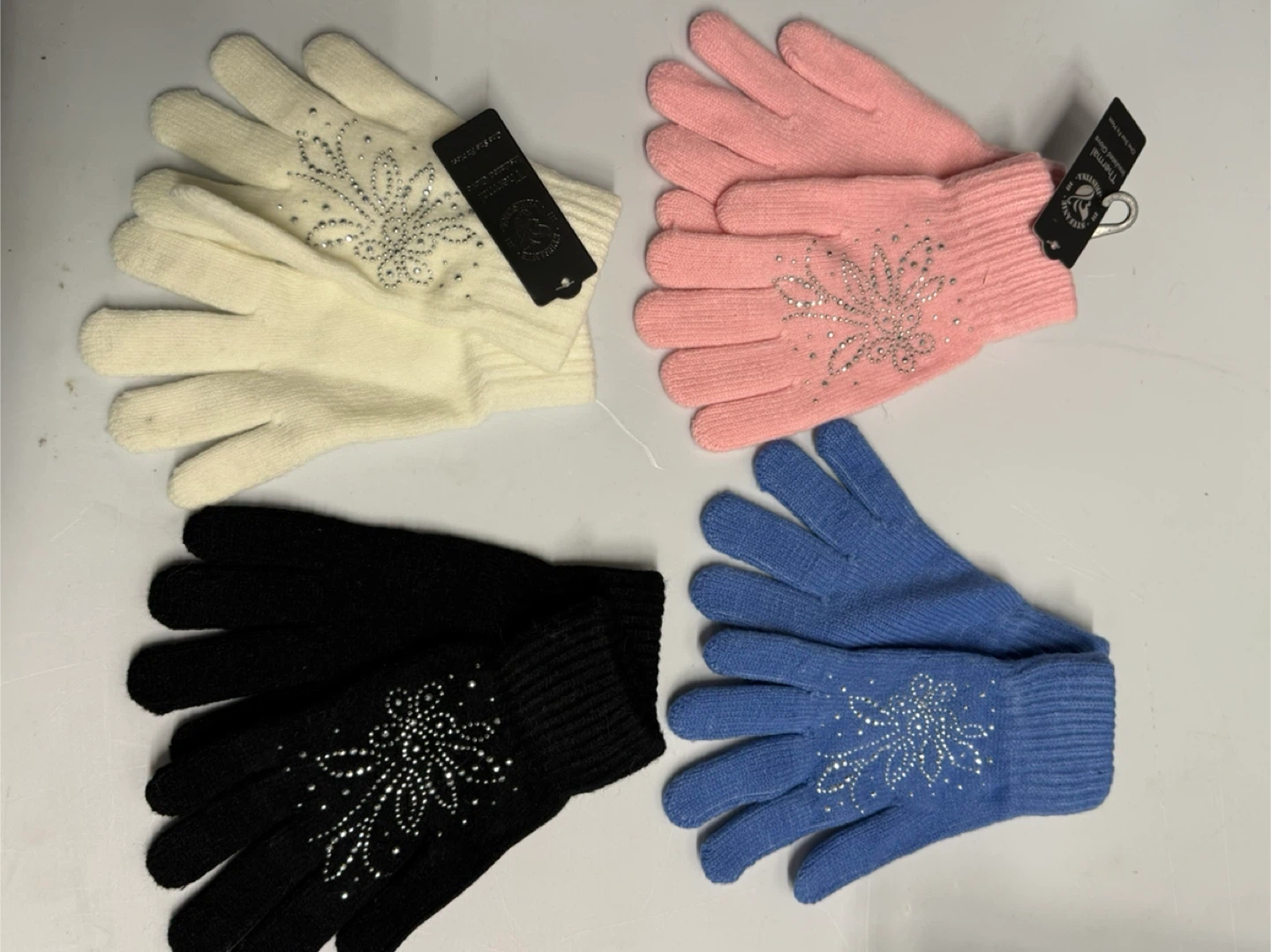 Thermal Winter Gloves with Rhinestone Detail