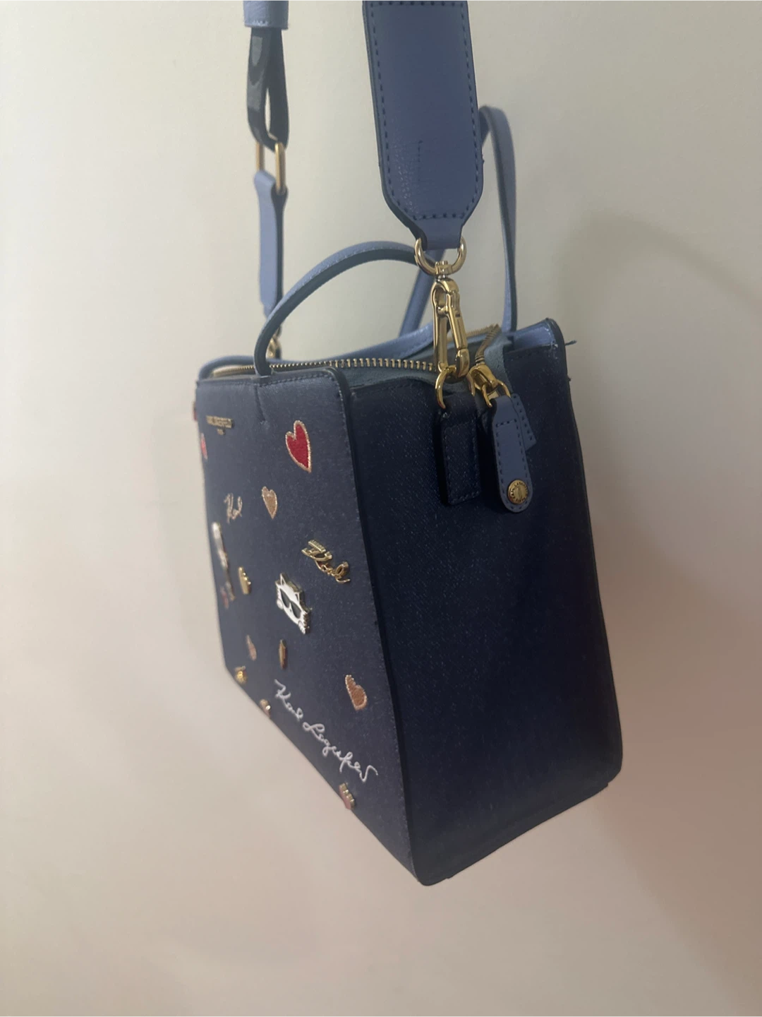 Karl Lagerfeld Paris Blue Denim Satchel - photo 2