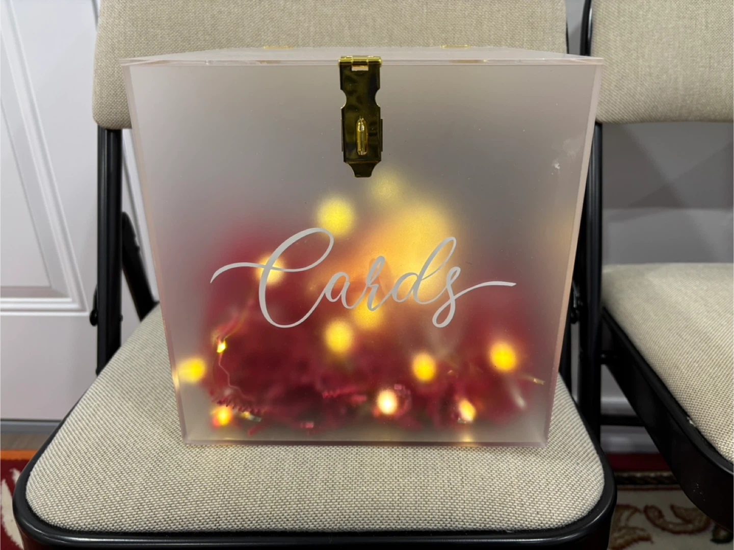 Frosted Acrylic Card Box with Gold Hardware