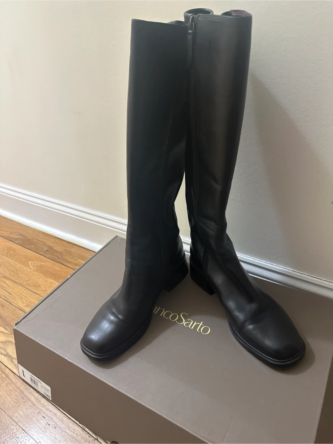 Franco Sarto Black Leather Riding Boots Size L - photo 2
